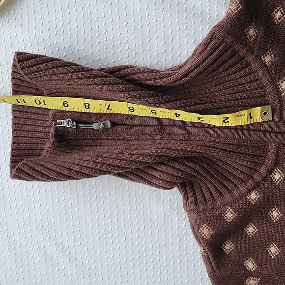 Athleta Cowl Neck Zipp Up Long Sleeve Small Wool Blend Dark Brown And Tan Teton - Picture 3 of 16
